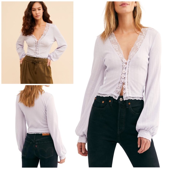 Free People Sweaters - Free People Lilac Run With Me Cropped Cardi Top M